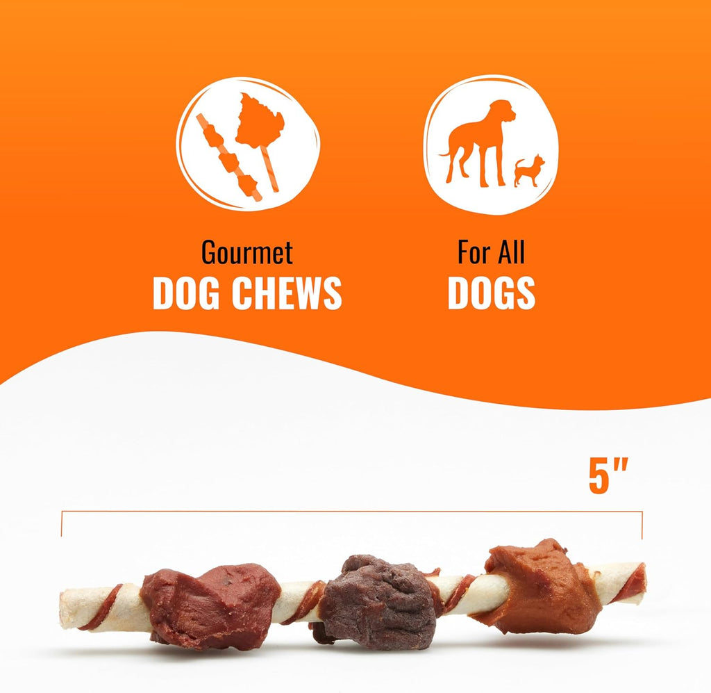 Good ‘N’ Fun Triple Flavor Kabobs Chews for All Dogs, 24 Ounces, Treat Your Dog to Chews Made from Beef Hide, Real Chicken, Pork Hide, Duck and Chicken Liver