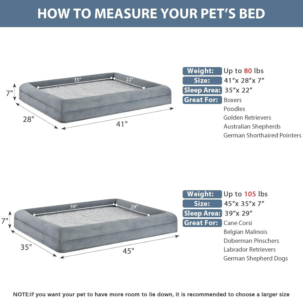 XL Extra Large Dog Bed, Washable Dog Couch with Removable Waterproof Cover, Orthopedic Large Pet Sofa Bed with Bolster Sides for Sleeping