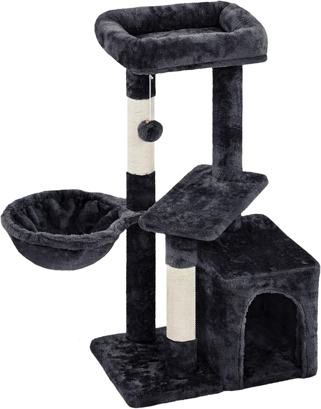 34In Cat Tree Cat Tower Scratching Posts Modern Bed Cat Furniture for Indoor Cats and Kittens as Pet House Activity Center with Warm Condo, Fluffy Nest, Large Platform, Comfy Basket