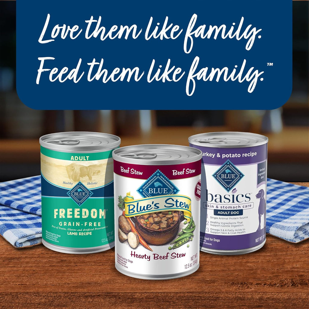 Blue'S Stew Natural Wet Dog Food, Made with Natural Ingredients, Hearty Beef and Country Chicken Variety Pack, 12.5-Oz Cans, 6 Count