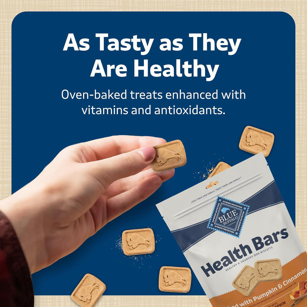 Health Bars Crunchy Dog Biscuits, Oven-Baked with Natural Ingredients, Pumpkin & Cinnamon, 16-Oz Bag