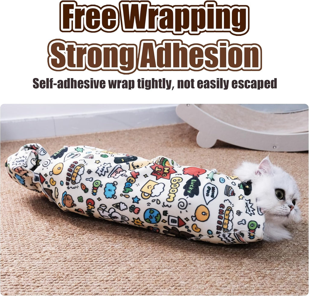 27.6" Cat Grooming Wrap Cat Wrap for Cutting Nails Cat Restraint for Nail Clipping Cat Swaddle Wrap Cat Burrito Wrap L(Within 15Lbs) Anti-Scratch Anti-Escape Multifunctional Pet Tool