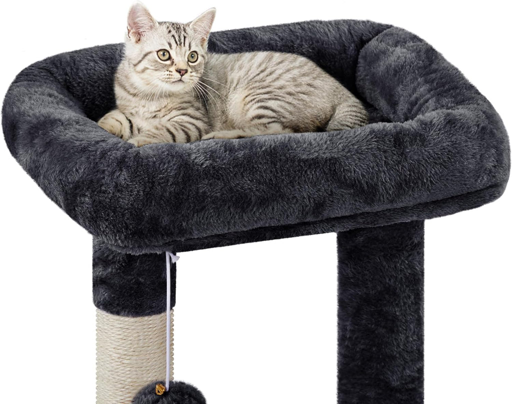 34In Cat Tree Cat Tower Scratching Posts Modern Bed Cat Furniture for Indoor Cats and Kittens as Pet House Activity Center with Warm Condo, Fluffy Nest, Large Platform, Comfy Basket