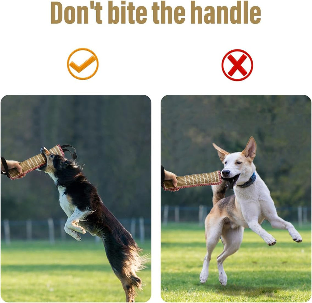 Dog Tug Toy Dog Training Bite Pillow Jute Bite Toy - Best for Tug of War, Puppy Training Interactive Play - Interactive Toys for Small and Medium Dogs (Striped, 11.8" X 3.15")