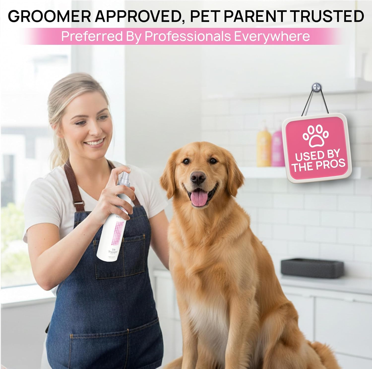 for Dogs Silk Therapy Detangling plus Shine Mist for Dogs | Best Detangling Spray for All Dogs & Puppies for Shiny Coats and Dematting | 8 Oz Bottle (Packaging May Vary)