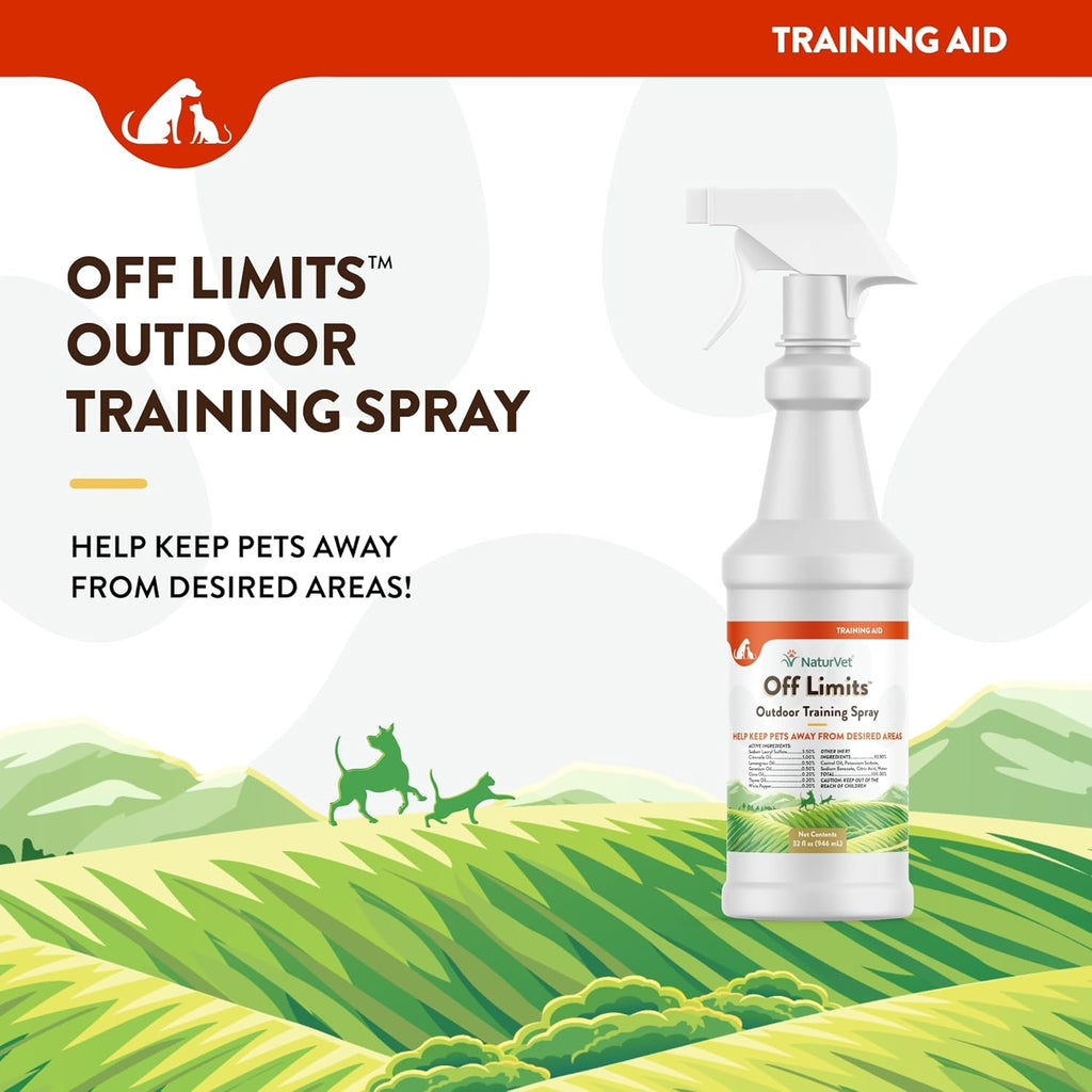 off Limits Pet Training Spray for Dogs & Cats – Deters Pets from Outdoor Areas – Includes Herbal Extracts – Non-Staining Sprays for Training Pets – 32 Fl. Oz.