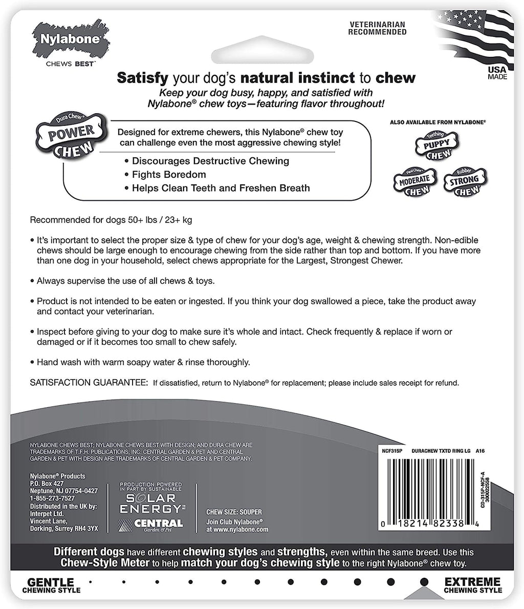Textured Ring Power Chew Toy for Large Dogs, Tough Dog Toys Durable Design, Dog Toys for Extreme Chewers, Flavor Medley, X-Large - 50+ Lbs (1 Count)