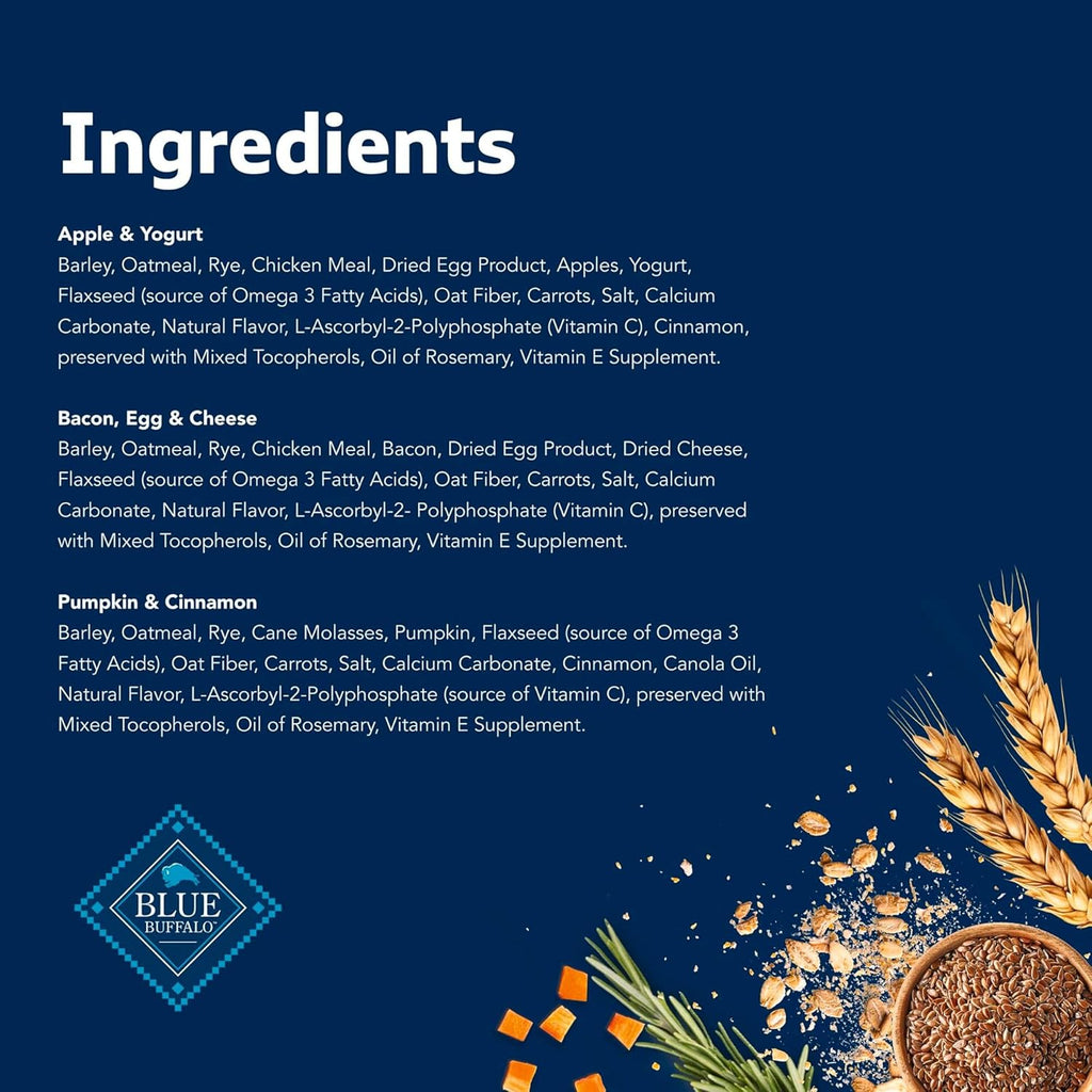 Health Bars Crunchy Dog Biscuits, Variety Pack, Bacon, Egg & Cheese, Apple & Yogurt, Pumpkin & Cinnamon, 16-Oz Bags