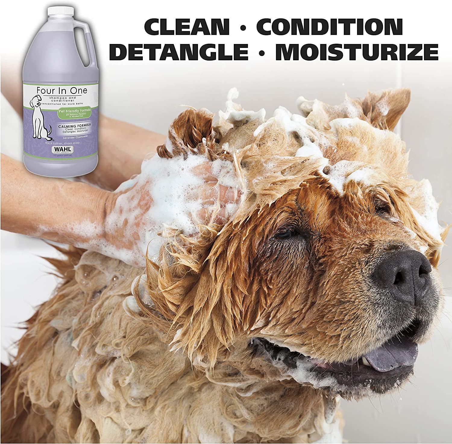 USA 4-In-1 Calming Pet Shampoo for Dogs with a Lavender Chamomile Scent – Cleans, Conditions, Detangles, & Moisturizes - Pet Friendly Formula – 64 Oz - Model 821000-050
