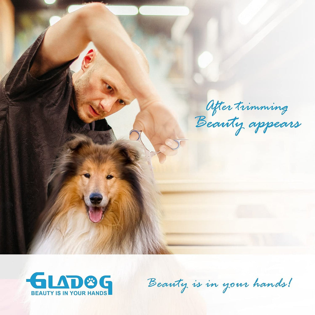 Professional 5 in 1 Dog Grooming Scissors Set with Safety round Tips, Sharp and Heavy-Duty Pet Grooming Shears for Cats