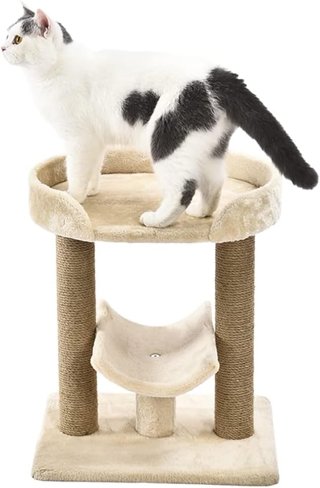 Multi- Platform Cat Tree with Scratching Post for Indoor Cats up to 25Lbs, 18 X 14 X 22 Inches, Beige