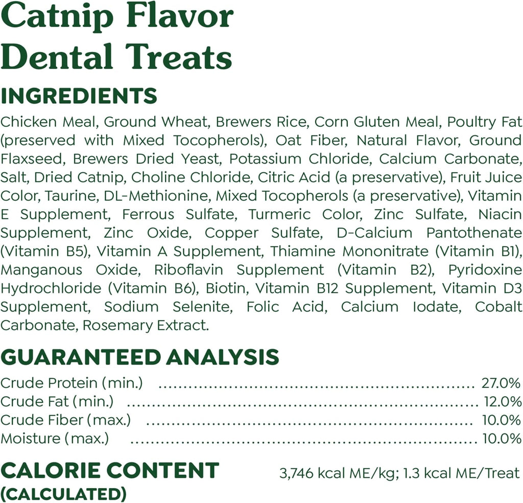 Feline Adult Dental Cat Treats, Catnip Flavor, 9.75 Oz. Tub