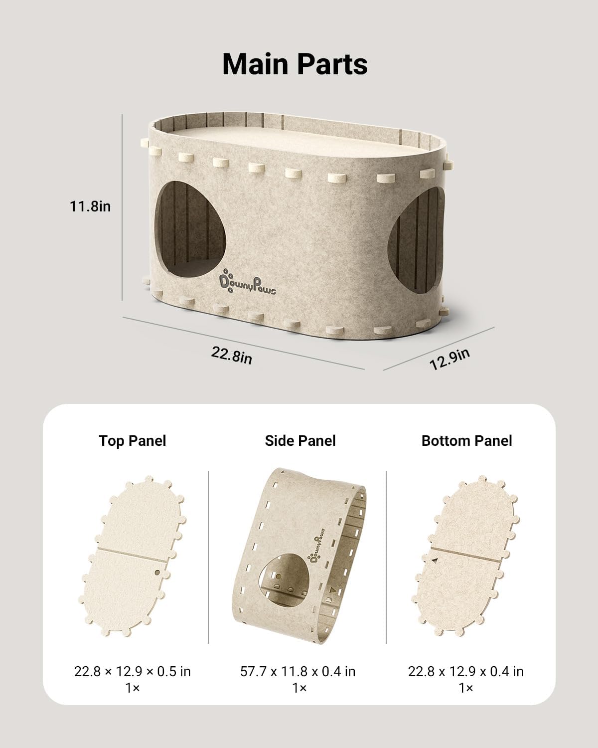 Cat House for Indoor Cats, Cat Bed Cave for Multiple & Large Cats up to 22 Lbs, Scratch Resistant, Cream