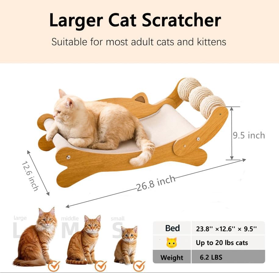 Cat Scratch Pad with Replacement Scratching Felt, Large Cat Scratcher Bed Hammock Lounge for Scratching Pad, Protects Furniture,Kittens Gifts
