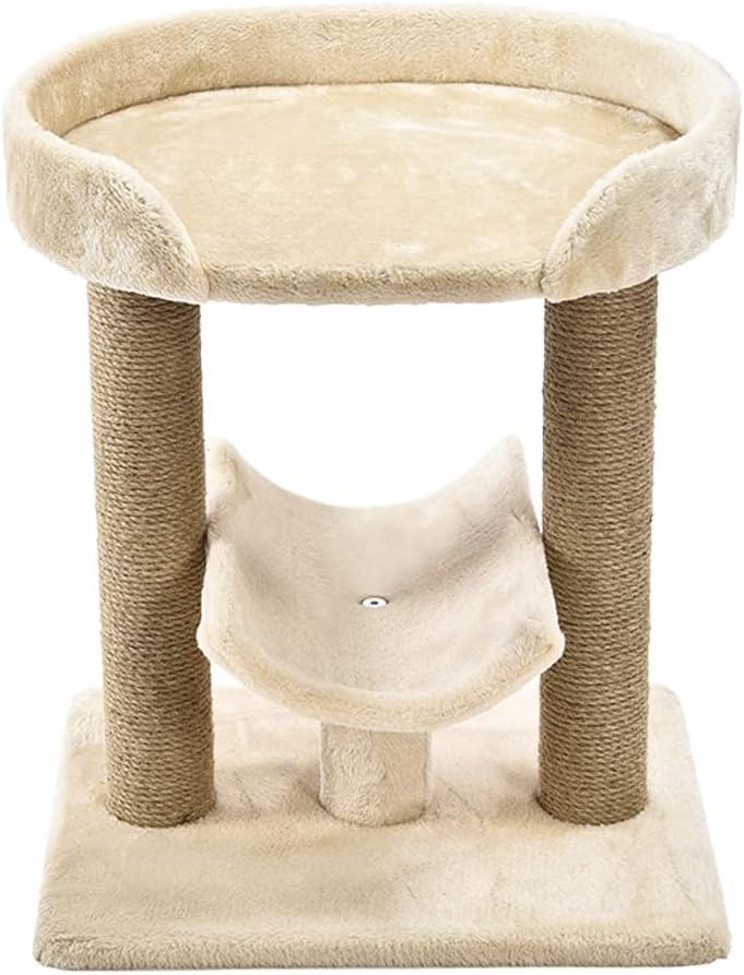 Multi- Platform Cat Tree with Scratching Post for Indoor Cats up to 25Lbs, 18 X 14 X 22 Inches, Beige