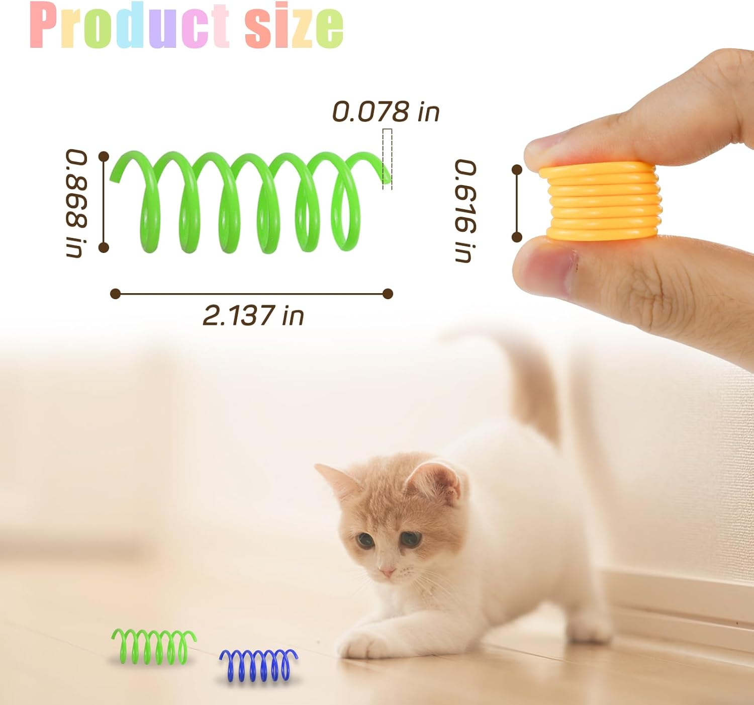 Interactive Cat Spiral Creative Spring Toy to Kill Time and Keep Fit, Sturdy and Heavy Plastic for Swatting, Biting, Hunting Kitten Toys, Colorful, 12 Pcs