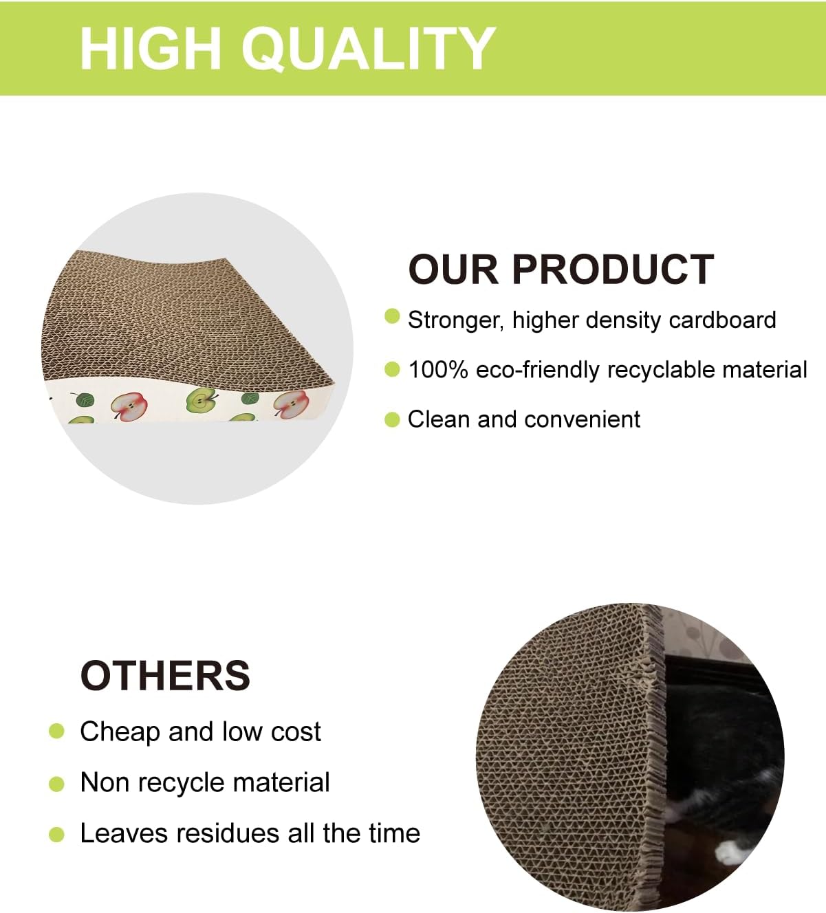 Cat Scratching Board, Corrugate Cat Scratcher for Indoor Cats with Catnip, Cat Scratch Pad with Premium Scratch Textures Design, (Pack of 2)