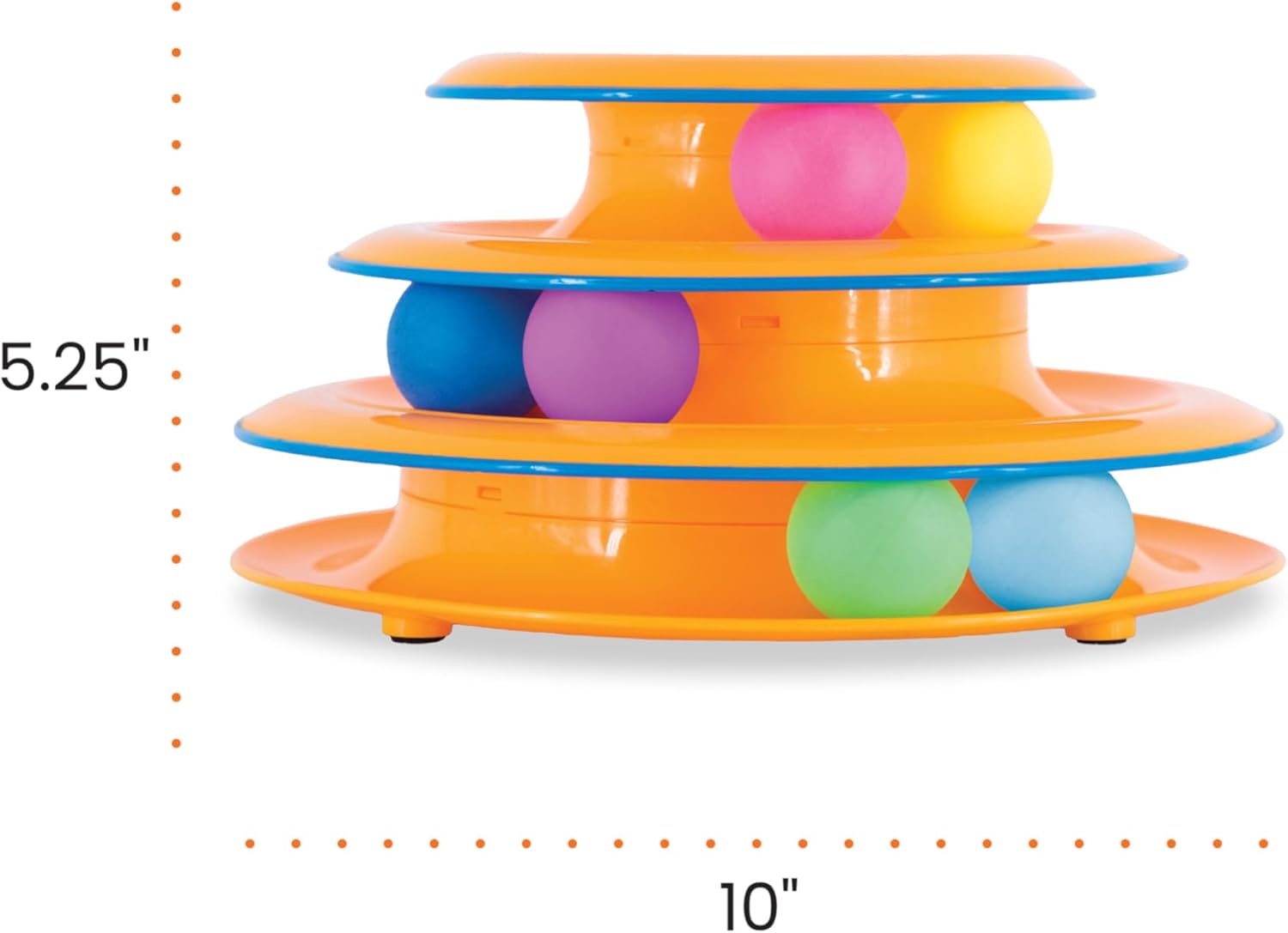 Tower of Tracks 3-Level Cat Track Toy with 6 Balls, Interactive Toy for Indoor Cats, Orange