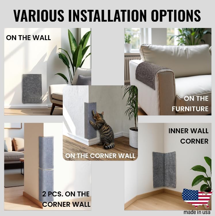 Wall Cat Scratcher & Corner Cat Scratcher – Indoor Scratching Post for Cats – Wall Mounted Cat Mat
