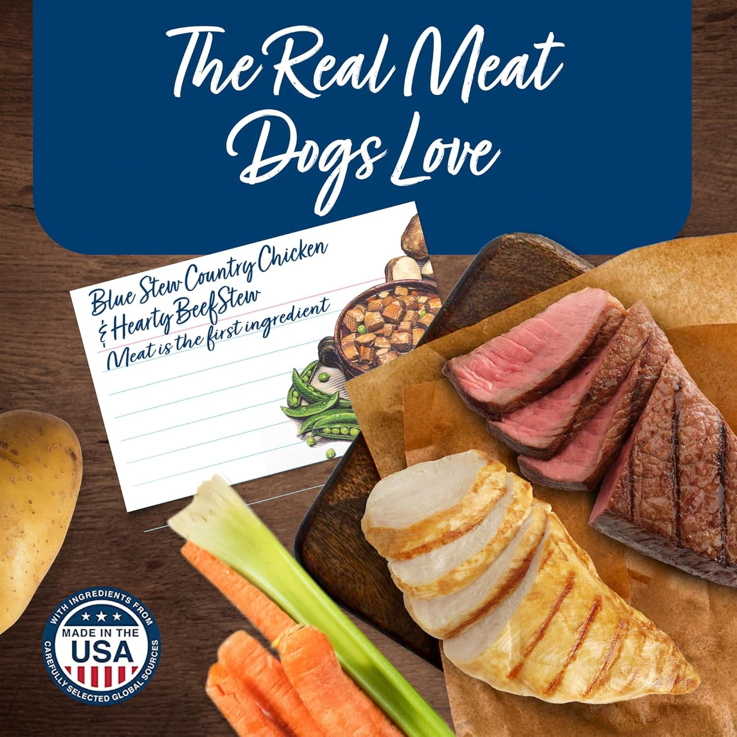 Blue'S Stew Natural Wet Dog Food, Made with Natural Ingredients, Hearty Beef and Country Chicken Variety Pack, 12.5-Oz Cans, 6 Count