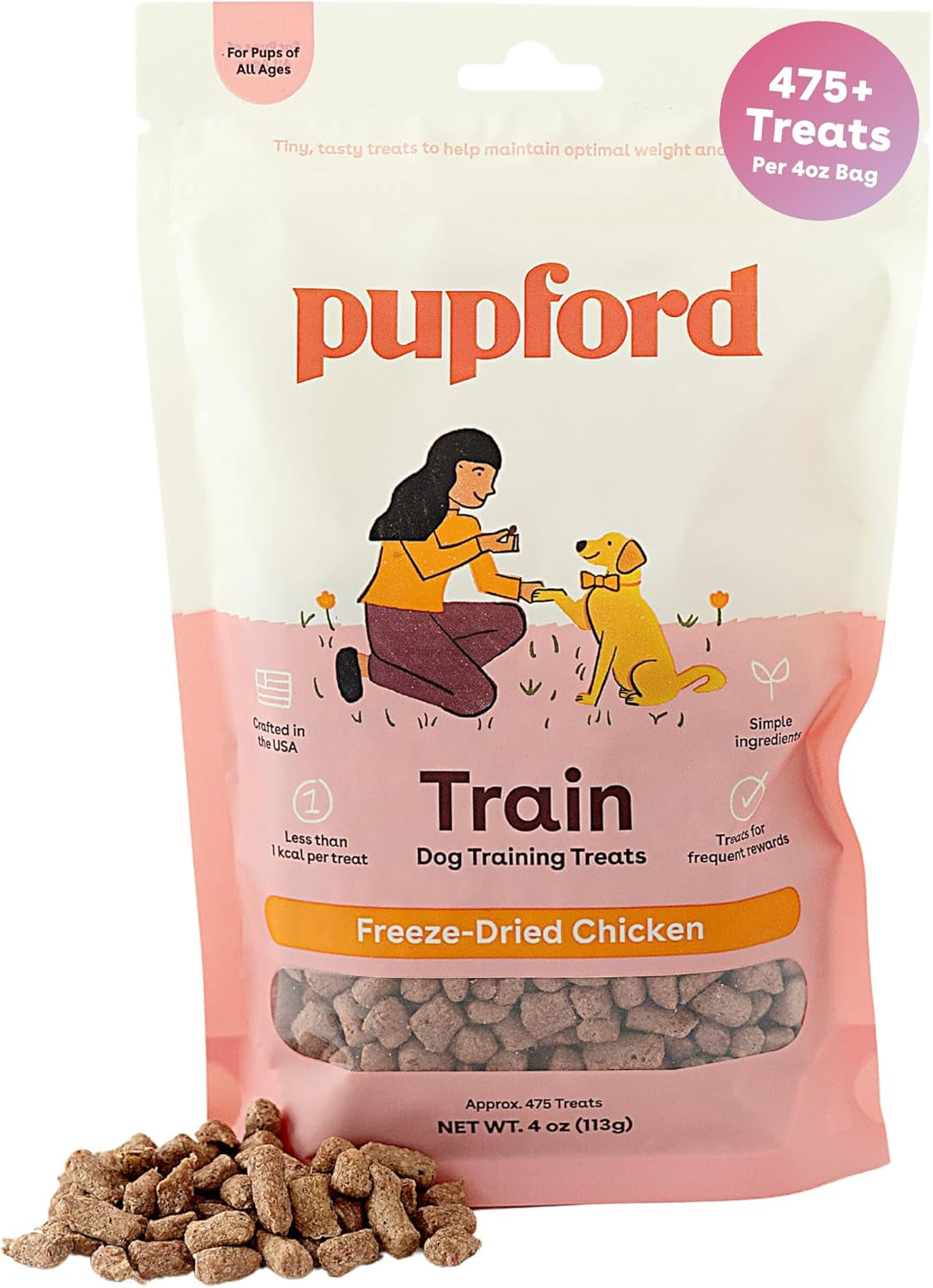 Freeze Dried Training Treats for Dogs & Puppies, 475+ Two Ingredient Bites (Chicken, 4 Oz)