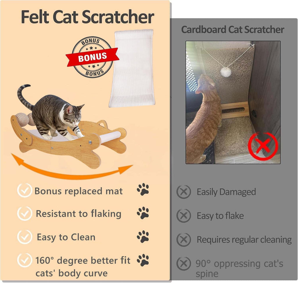 Cat Scratch Pad with Replacement Scratching Felt, Large Cat Scratcher Bed Hammock Lounge for Scratching Pad, Protects Furniture,Kittens Gifts