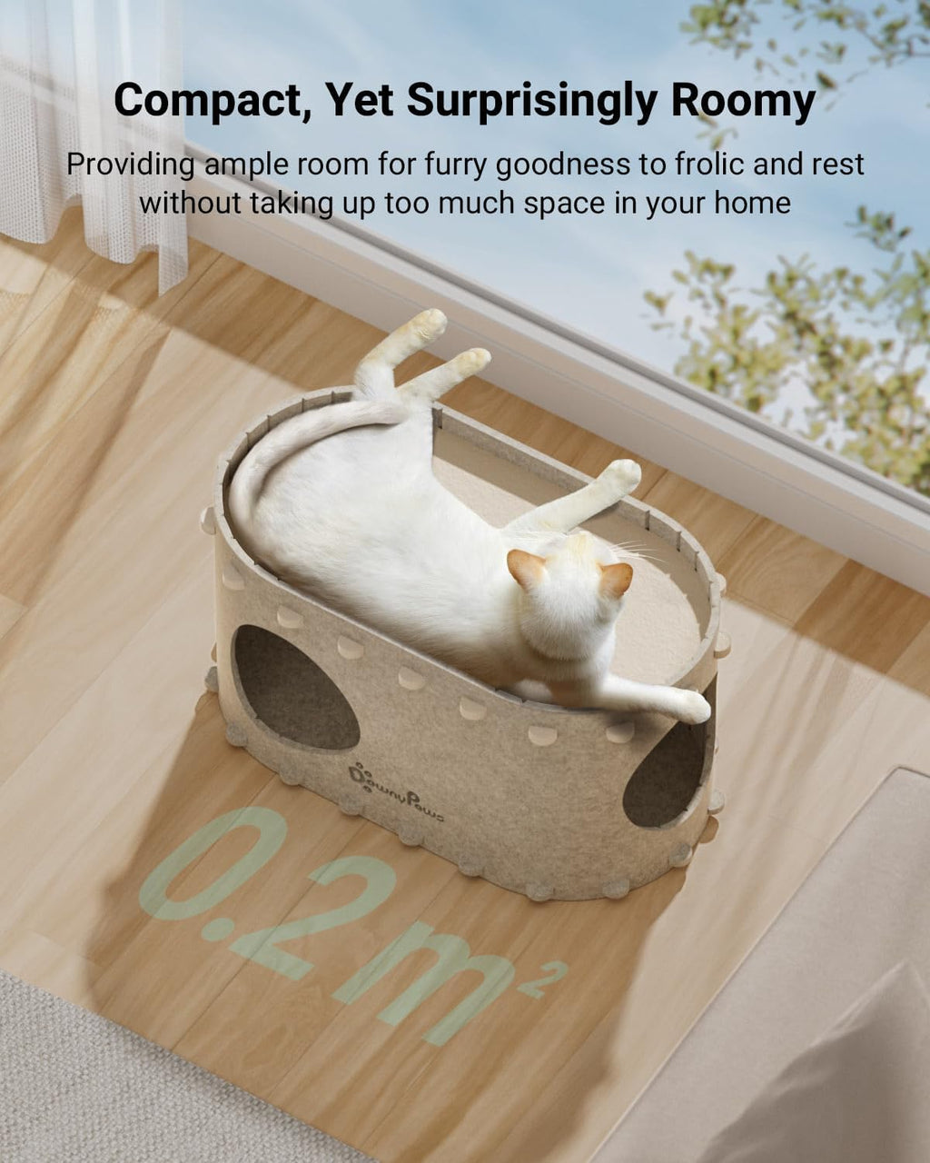 Cat House for Indoor Cats, Cat Bed Cave for Multiple & Large Cats up to 22 Lbs, Scratch Resistant, Cream