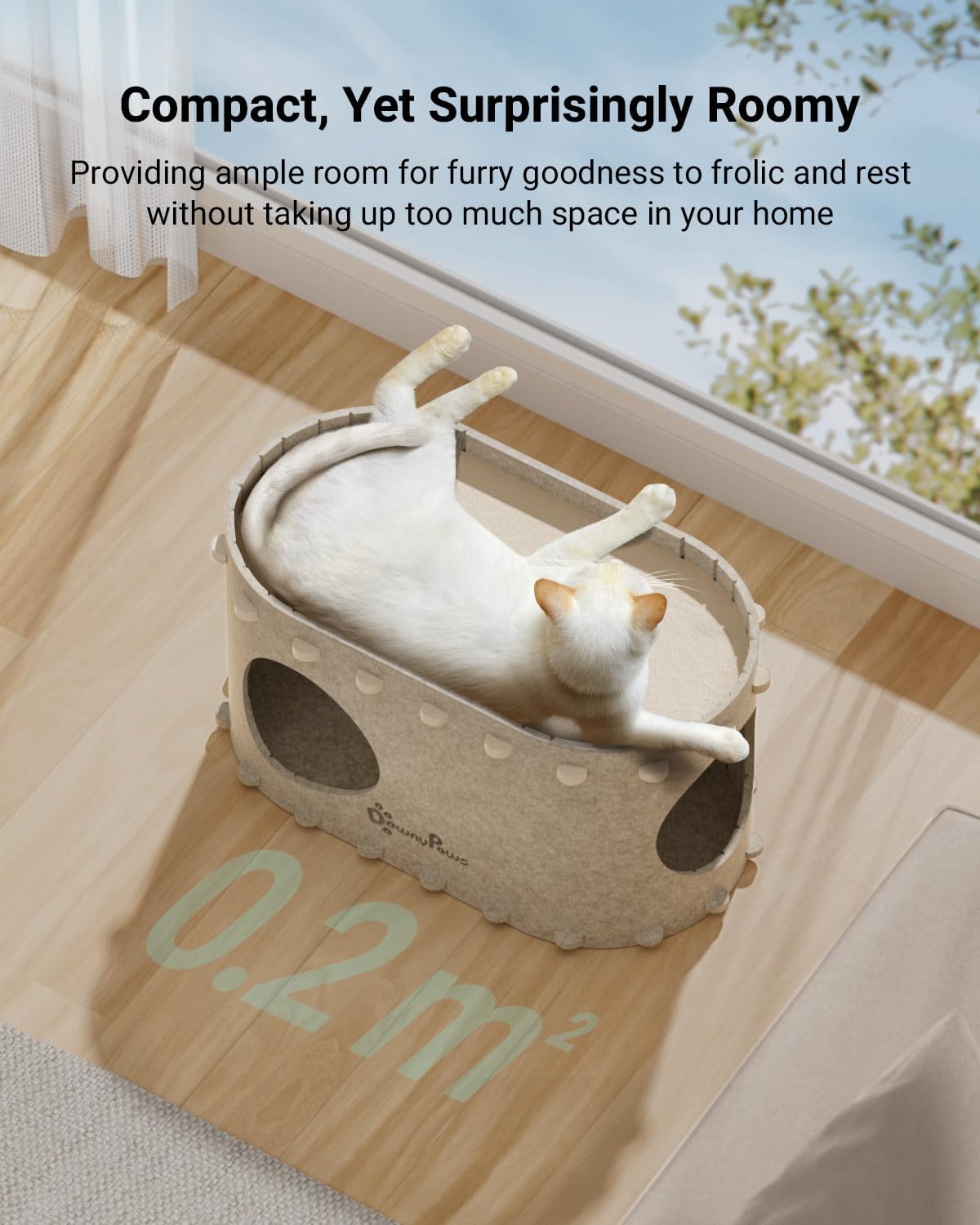 Cat House for Indoor Cats, Cat Bed Cave for Multiple & Large Cats up to 22 Lbs, Scratch Resistant, Cream