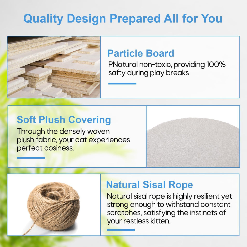 Cat Tree 54In Cat Tower Multi-Level Durable Cat Scratching Post & Cozy Fun Cat Jumping Platform Space Saving , Beige