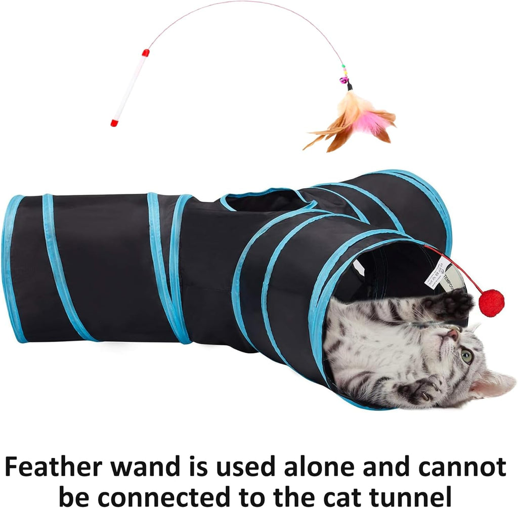Pet Cat Tunnel Tube Cat Toys 3 Way Collapsible, Tunnels for Indoor Cats，Kitty Bored Peek Hole Toy Ball Cat, Puppy, Kitty, Kitten, Rabbit