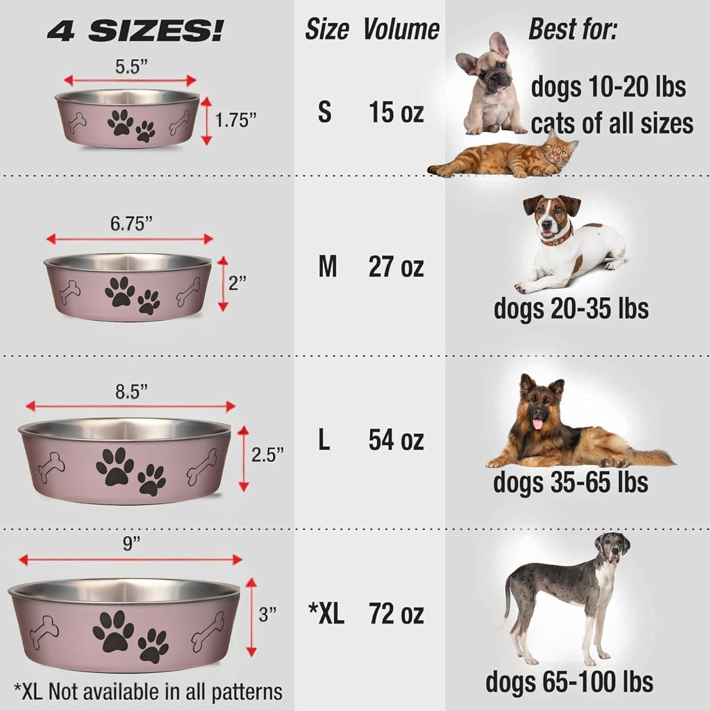 Bella Dog Bowls- Stainless Steel Dog & Cat Bowls - Spill Proof Dog Food Bowl, Cat Bowl, Puppy Essentials & Pet Supplies Great for Home & Travel (Small 10-20 Lbs, Grape)
