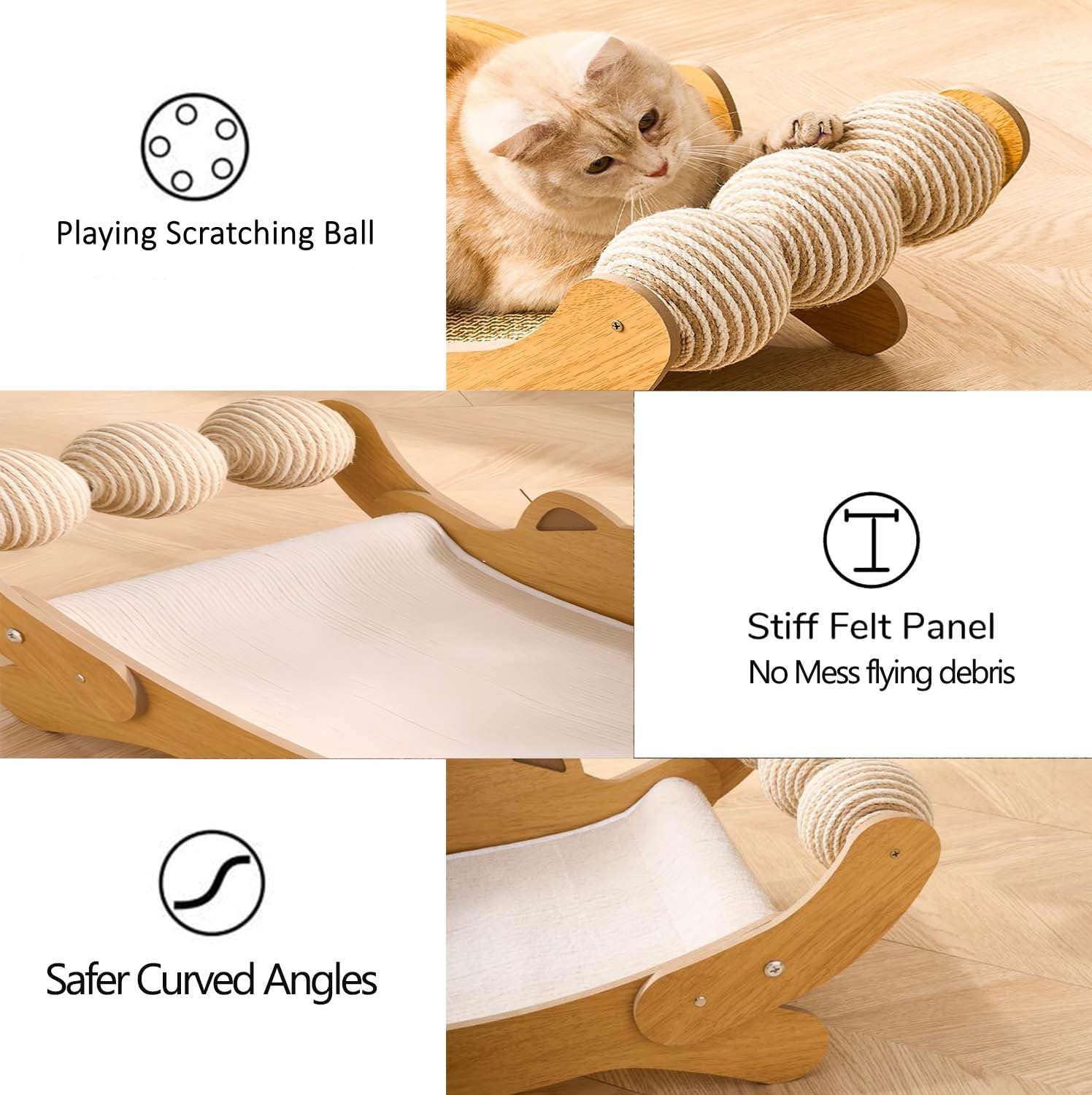 Cat Scratch Pad with Replacement Scratching Felt, Large Cat Scratcher Bed Hammock Lounge for Scratching Pad, Protects Furniture,Kittens Gifts