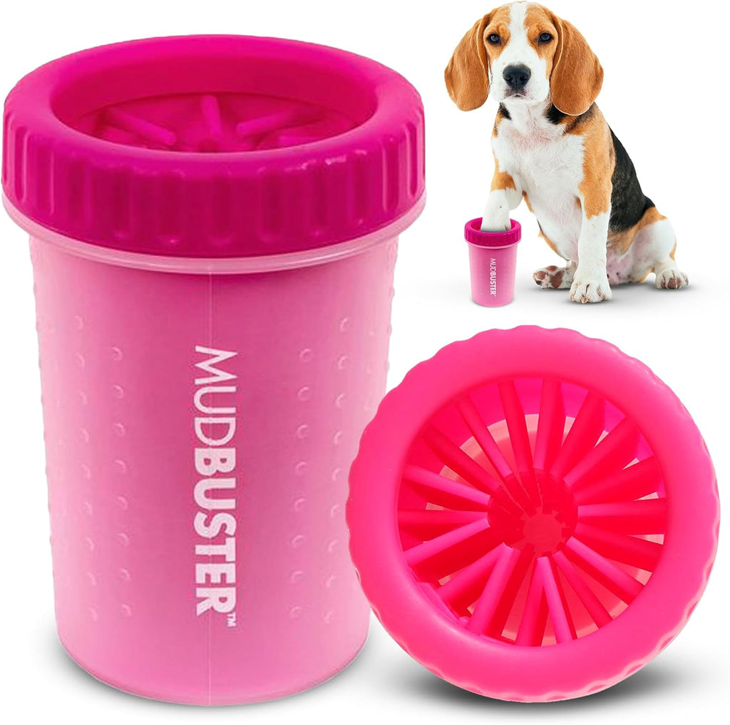 Pink Medium Dog Paw Cleaner, Mudbuster - Premium Quality Pet Supplies and Dog Accessories for Dogs, Easy to Use, Mess Free, BPA Free, Patented Product