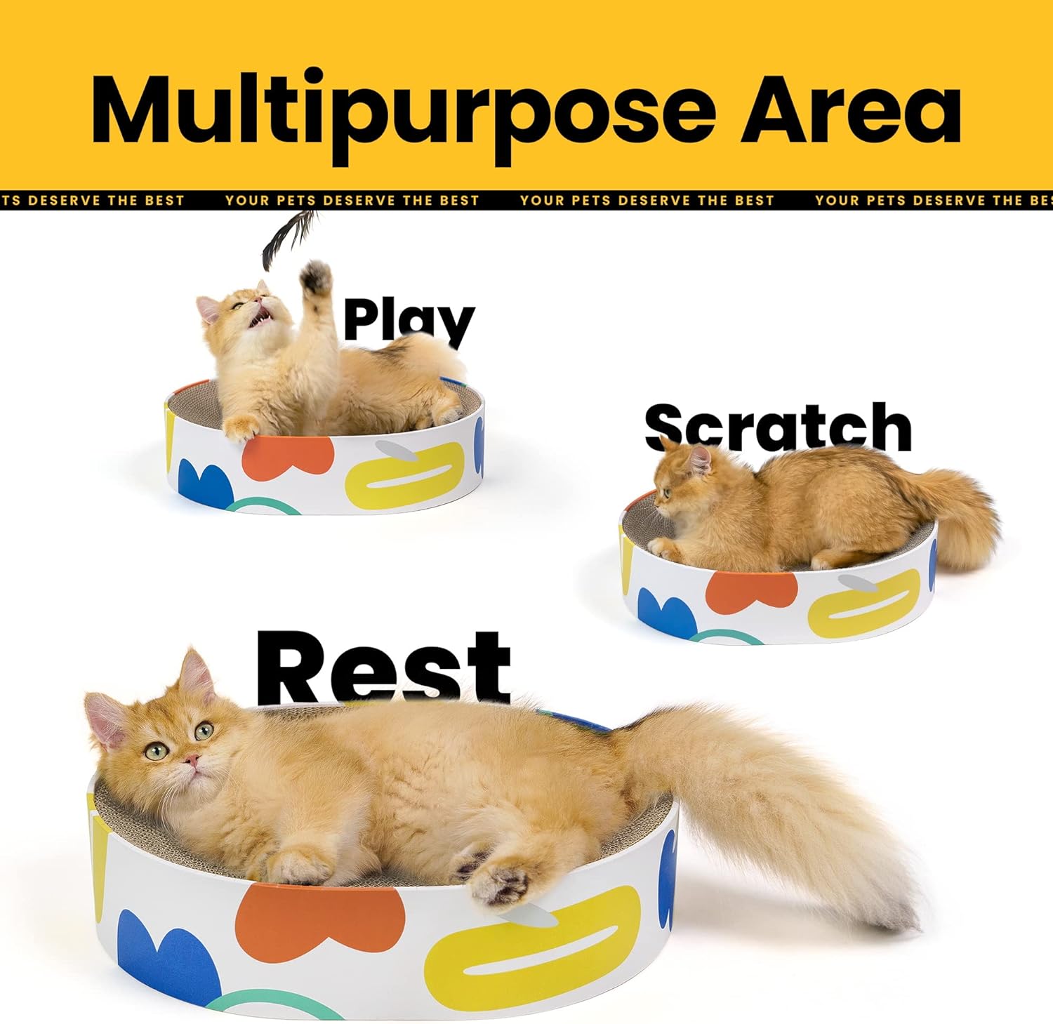 Cat Scratcher Cardboard,2 in 1 Oval Cat Scratch Pad Bowl for Indoor Kitty Grinding Claw, Beds&Furniture Protector for Couch&Carpets&Sofas