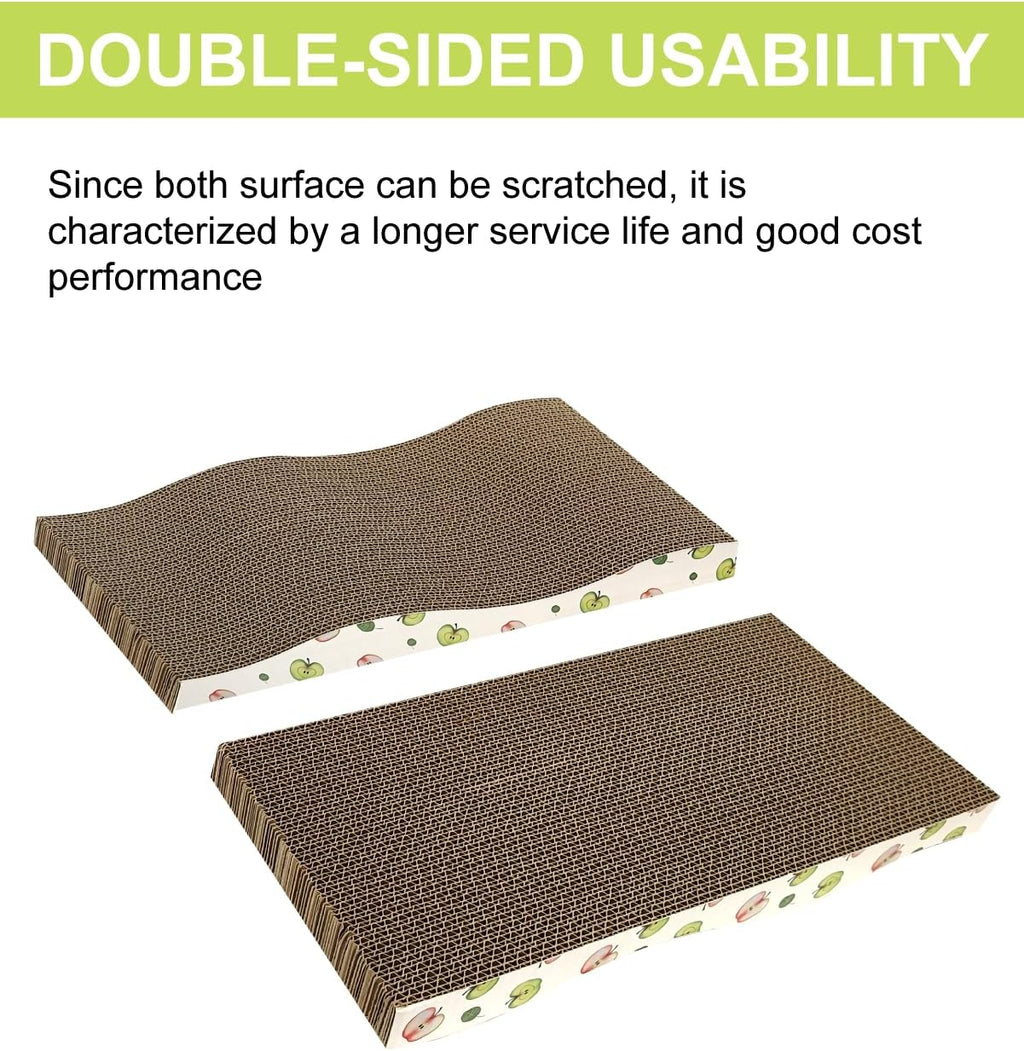Cat Scratching Board, Corrugate Cat Scratcher for Indoor Cats with Catnip, Cat Scratch Pad with Premium Scratch Textures Design, (Pack of 2)