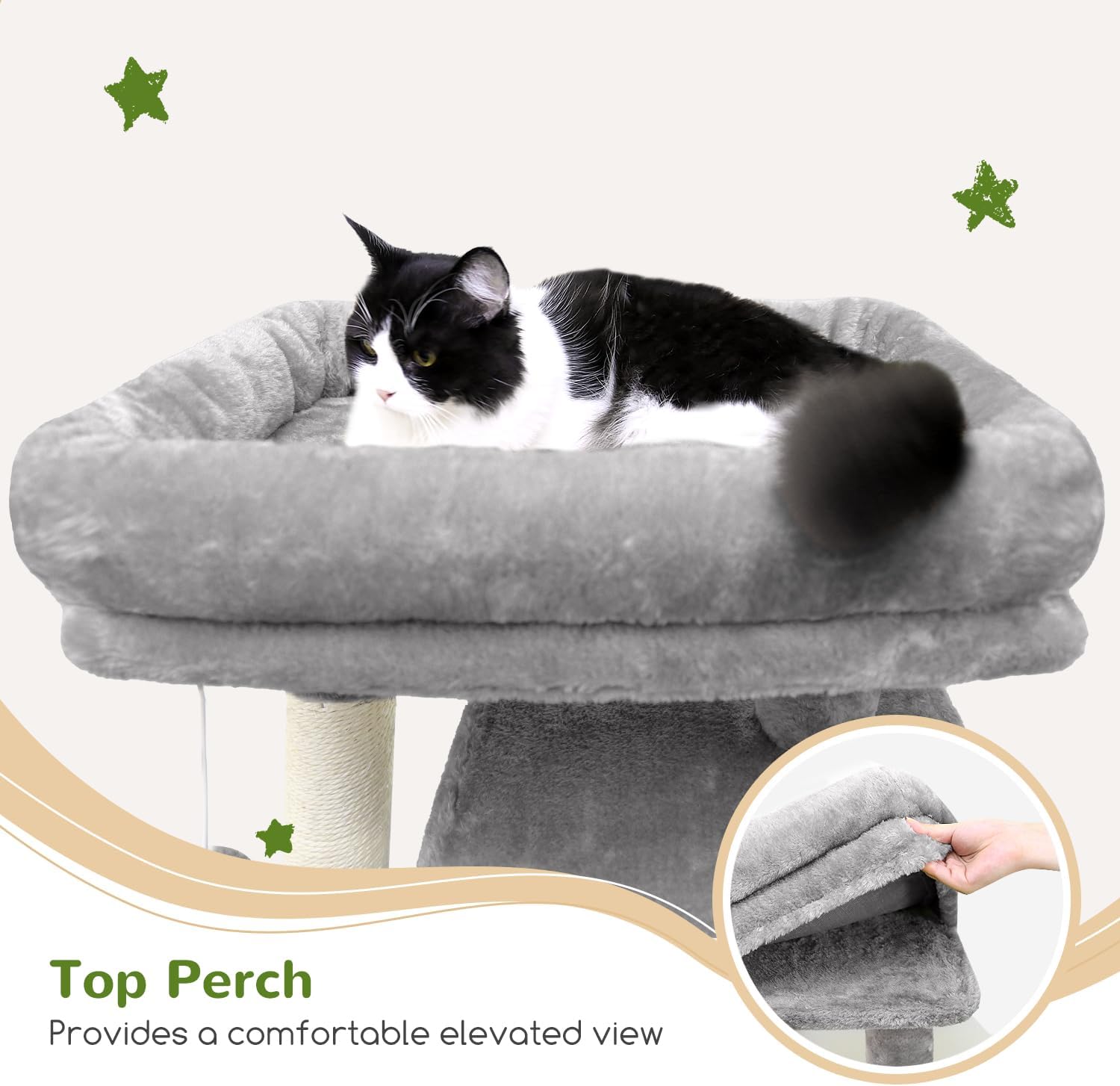 Heavy Duty Cat Tree, 70 Inch Sturdy Cat Tree for Indoor Cats Extra Large Cat Tower with Scratching Post, Light Grey