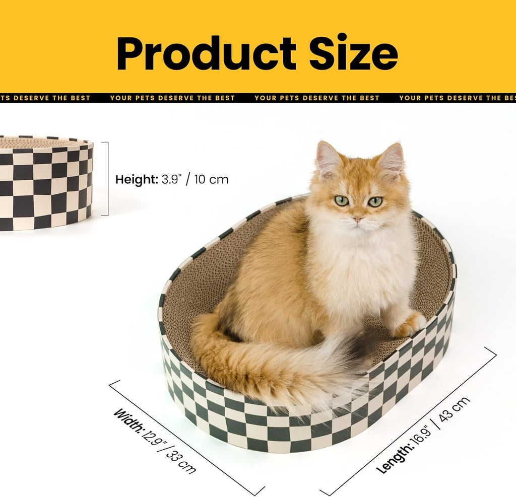 Cat Scratcher Cardboard,2 in 1 Oval Cat Scratch Pad Bowl for Indoor Kitty Grinding Claw, Beds&Furniture Protector for Couch&Carpets&Sofas