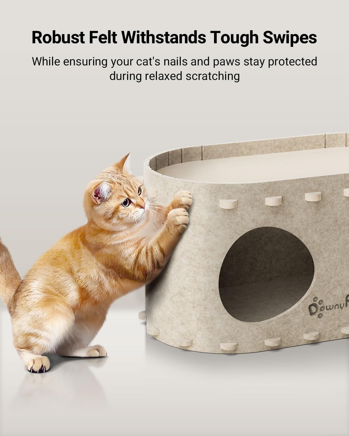 Cat House for Indoor Cats, Cat Bed Cave for Multiple & Large Cats up to 22 Lbs, Scratch Resistant, Cream