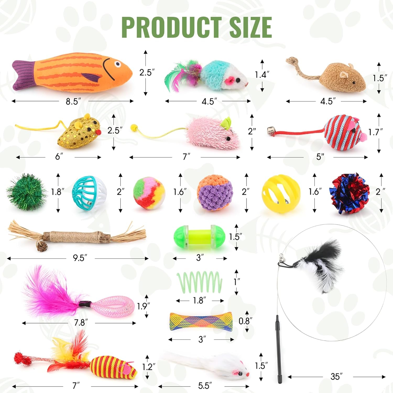 Cat Toys Variety Pack for Kitty 20 Pieces
