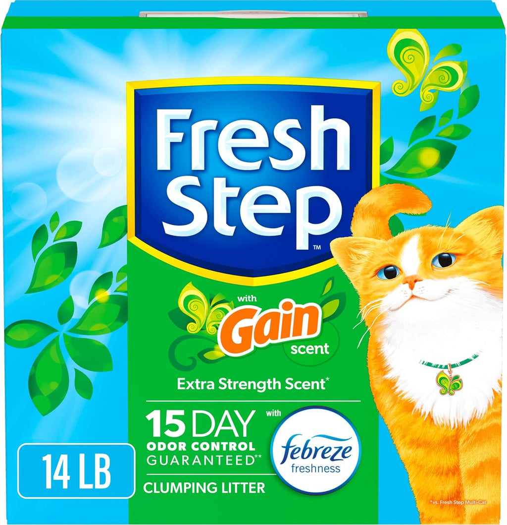 Clumping Litter with Febreze Freshness Gain Original Scent, Low-Dust Formula with Ammonia Block Technology, 14 Lb. Box