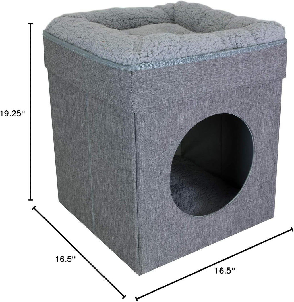 Indoor Cat Cube Furniture, Gray Cube