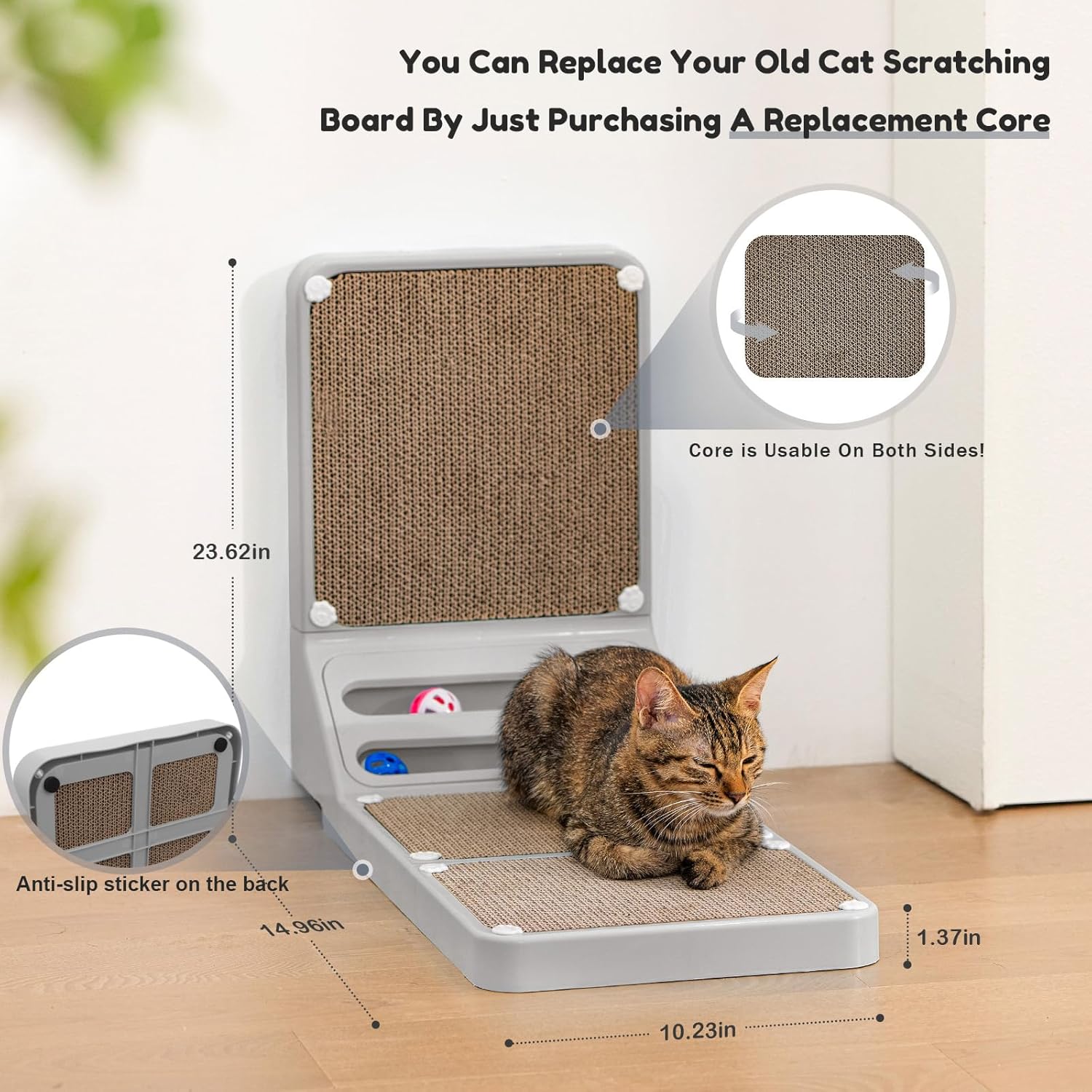 Cat Scratching Post Cat Scratching Board,2-In1 L Shaped Cats Cardboard Scratcher with Box, Kitten, Pad for Indoor Cats Grey