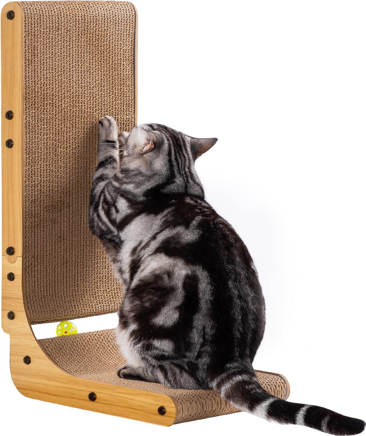 L Shape Cat Scratcher, 26.8 Inch Cat Scratchers for Indoor Cats, Protecting Furniture Cat Scratch Pad, Catnip, Large