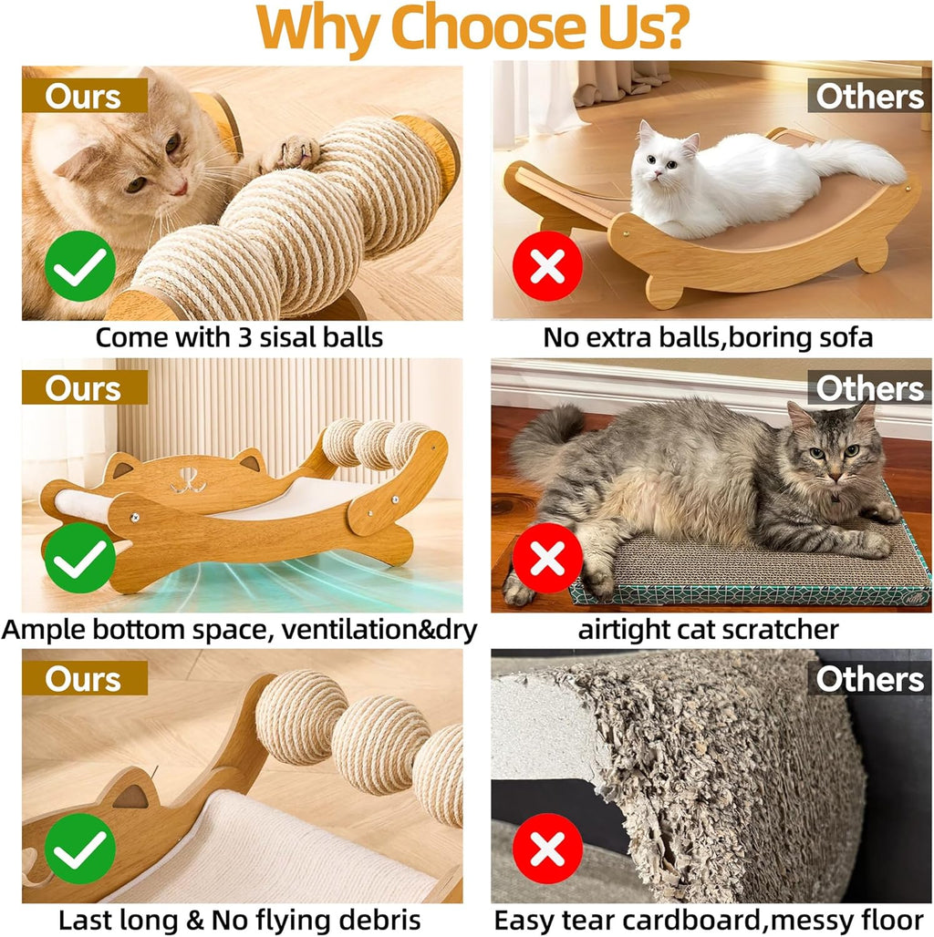 Cat Scratch Pad with Replacement Scratching Felt, Large Cat Scratcher Bed Hammock Lounge for Scratching Pad, Protects Furniture,Kittens Gifts