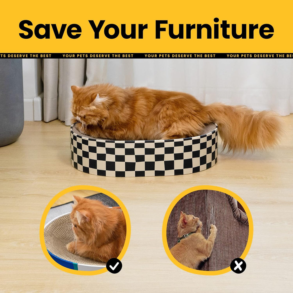 Cat Scratcher Cardboard,2 in 1 Oval Cat Scratch Pad Bowl for Indoor Kitty Grinding Claw, Beds&Furniture Protector for Couch&Carpets&Sofas