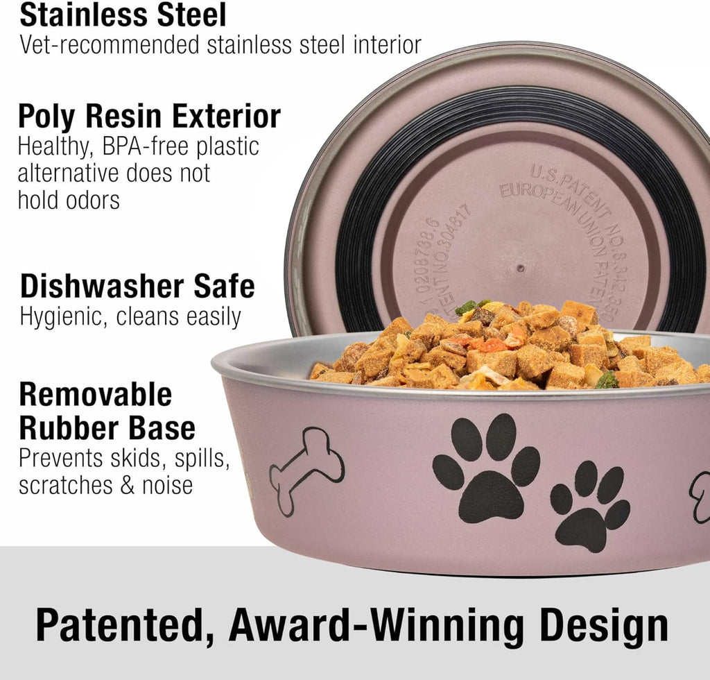 Bella Dog Bowls- Stainless Steel Dog & Cat Bowls - Spill Proof Dog Food Bowl, Cat Bowl, Puppy Essentials & Pet Supplies Great for Home & Travel (Small 10-20 Lbs, Grape)