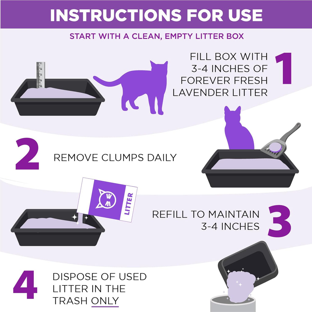 Forever Fresh Clumping Cat Litter Lavender, Multicat Cat Litter Odor Control 18Lb with 20% More Lavender Freshness, with Essential Oils