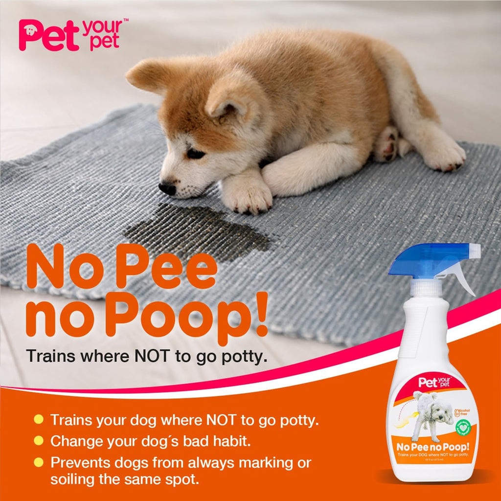 No Pee No Poop Dog Potty Training Spray, 16 Fl Oz – Non-Toxic Dog Spray to Prevent Peeing and Pooping – Natural No Urine Marking Scent Corrector - No Here Stops Dogs Peeing Indoor/Outdoor