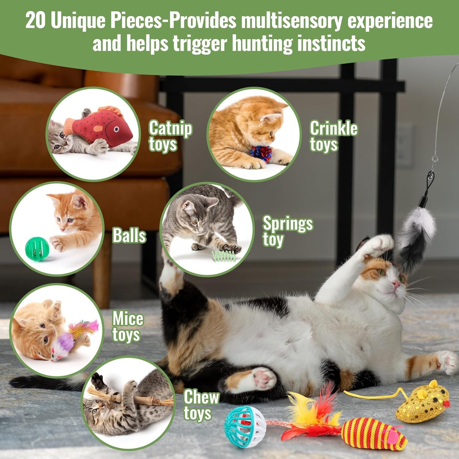 Cat Toys Variety Pack for Kitty 20 Pieces