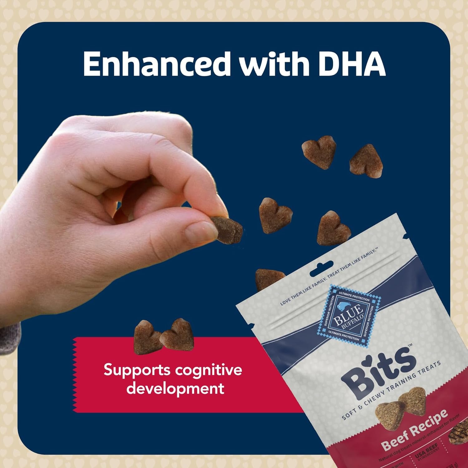 Bits Soft Dog Treats for Training, Made with Natural Ingredients & Enhanced with DHA, Beef Recipe, 19-Oz Bag